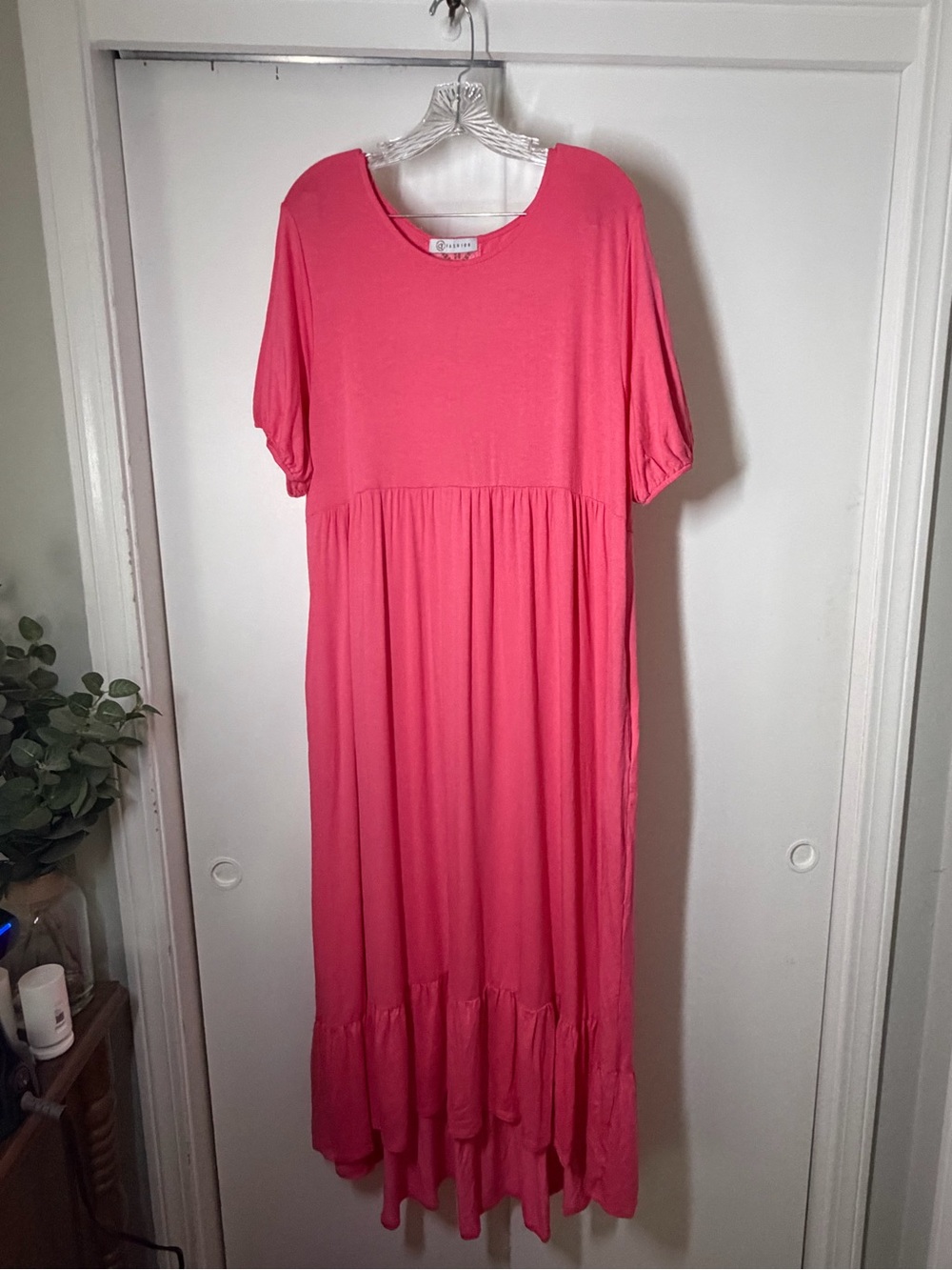 Coral Pink Tiered Maxi Dress